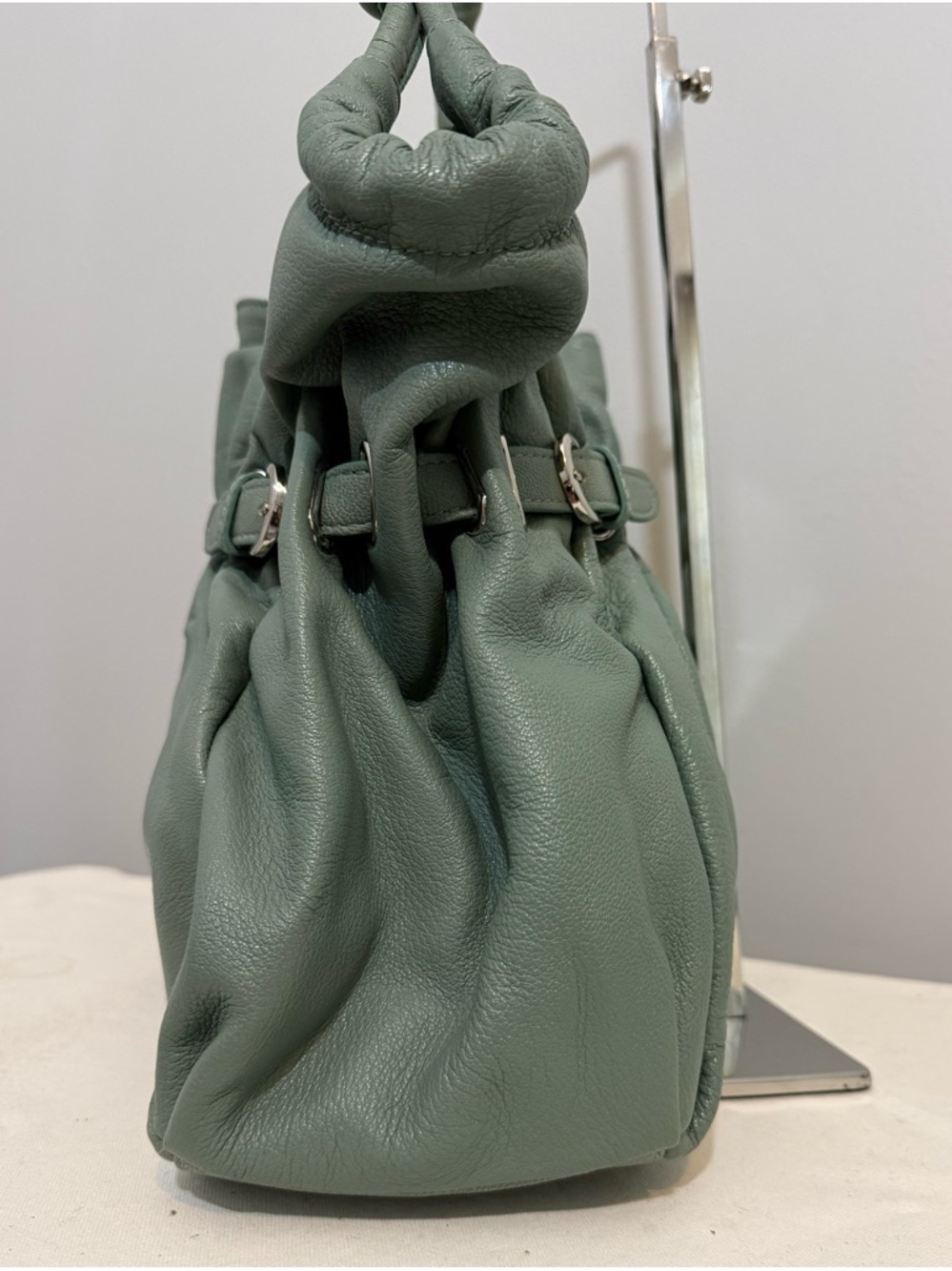 Barr + Barr NY Leather Shoulder Tote Bag Seafoam Green - Picture 5 of 16